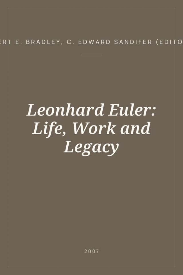 Portada de Leonhard Euler: Life, Work and Legacy