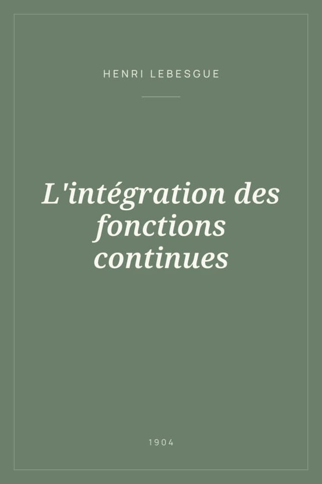 Portada de L'intégration des fonctions continues