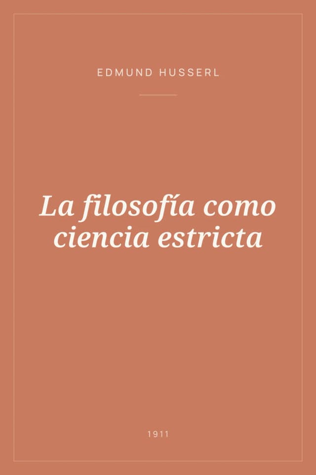 Portada de La filosofía como ciencia estricta