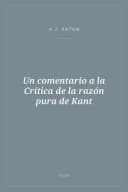 Portada de Un comentario a la Crítica de la razón pura de Kant