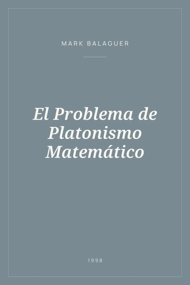Portada de El Problema de Platonismo Matemático
