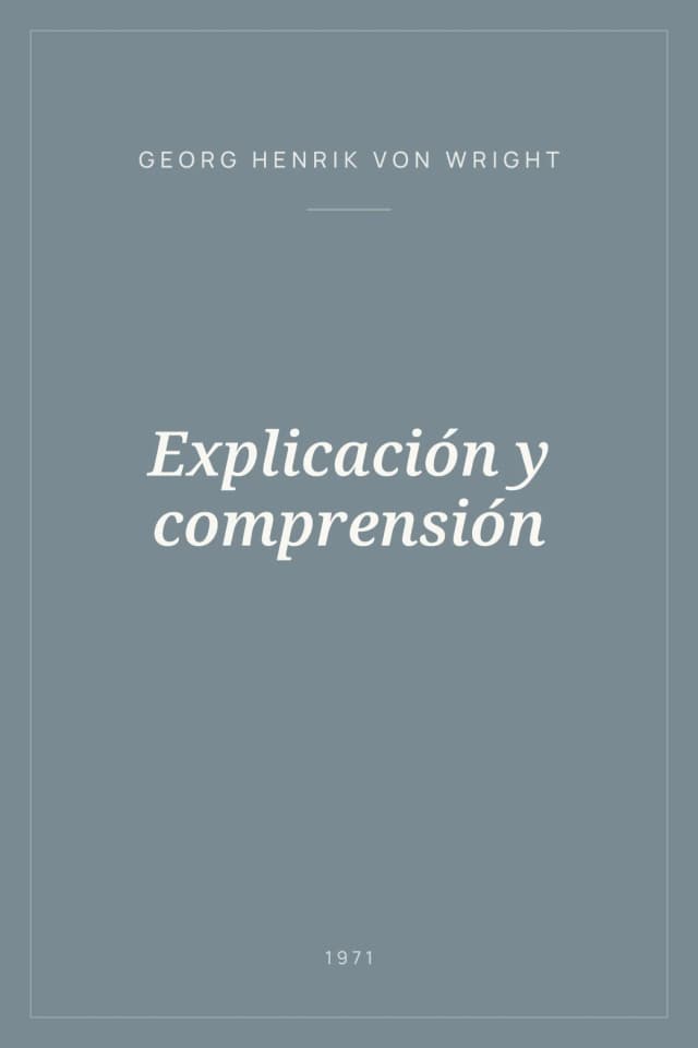 Portada de Explicación y comprensión