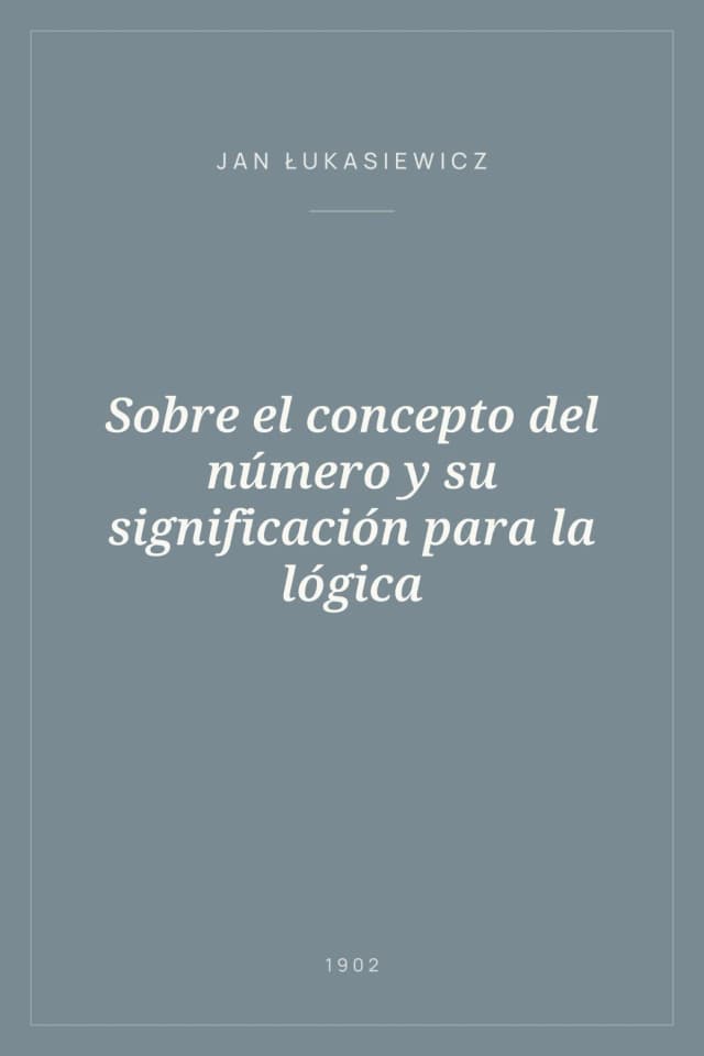 Portada de Sobre el concepto del número y su significación para la lógica