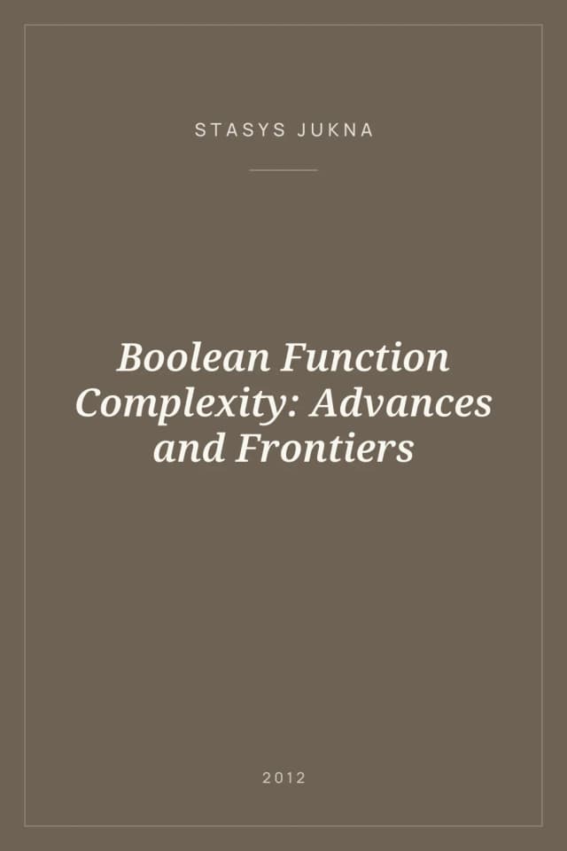 Portada de Boolean Function Complexity: Advances and Frontiers
