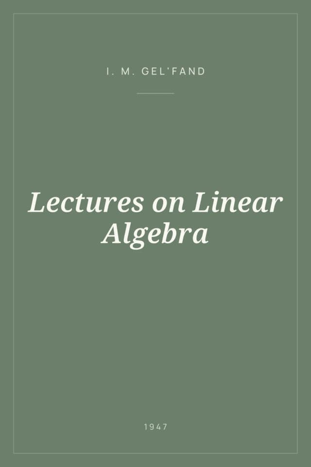 Portada de Lectures on Linear Algebra