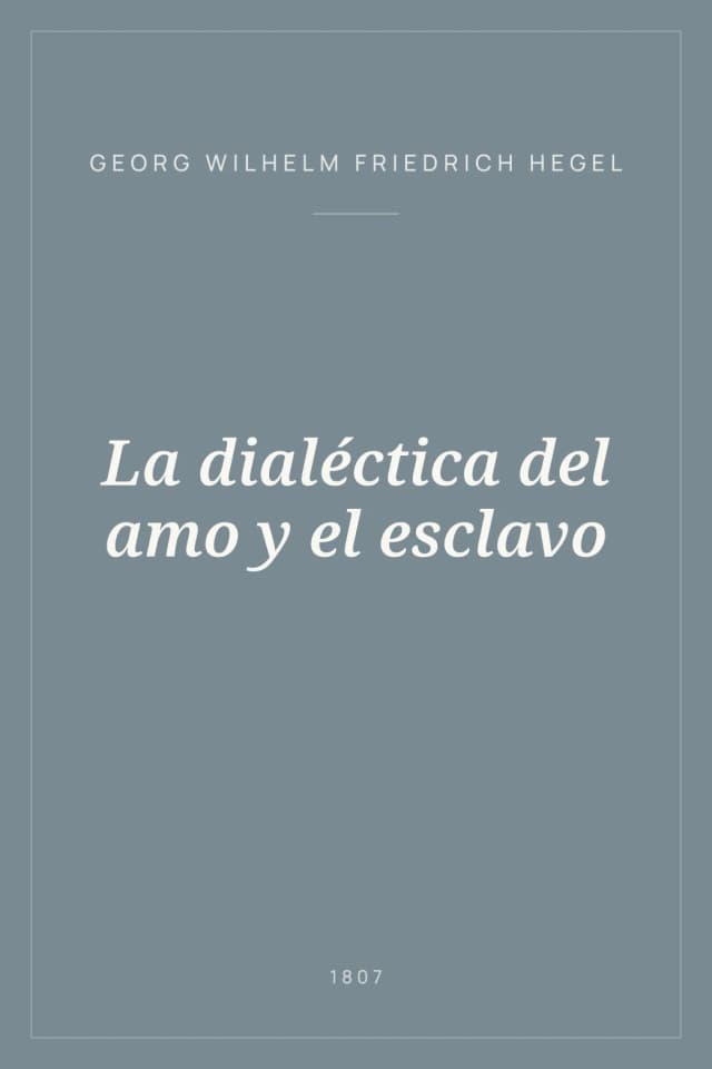 Portada de La dialéctica del amo y el esclavo