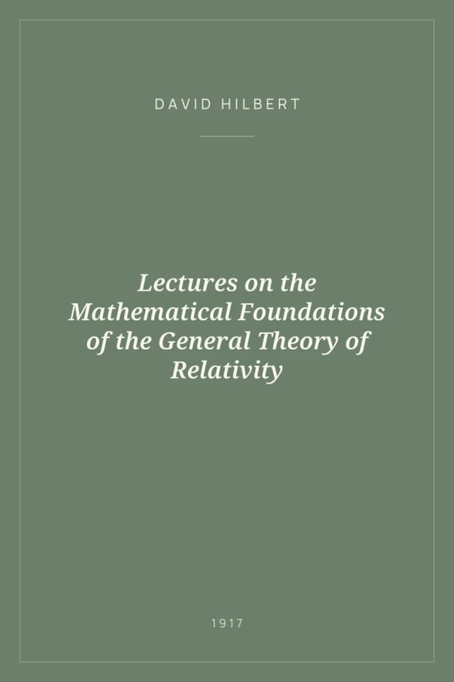Portada de Lectures on the Mathematical Foundations of the General Theory of Relativity