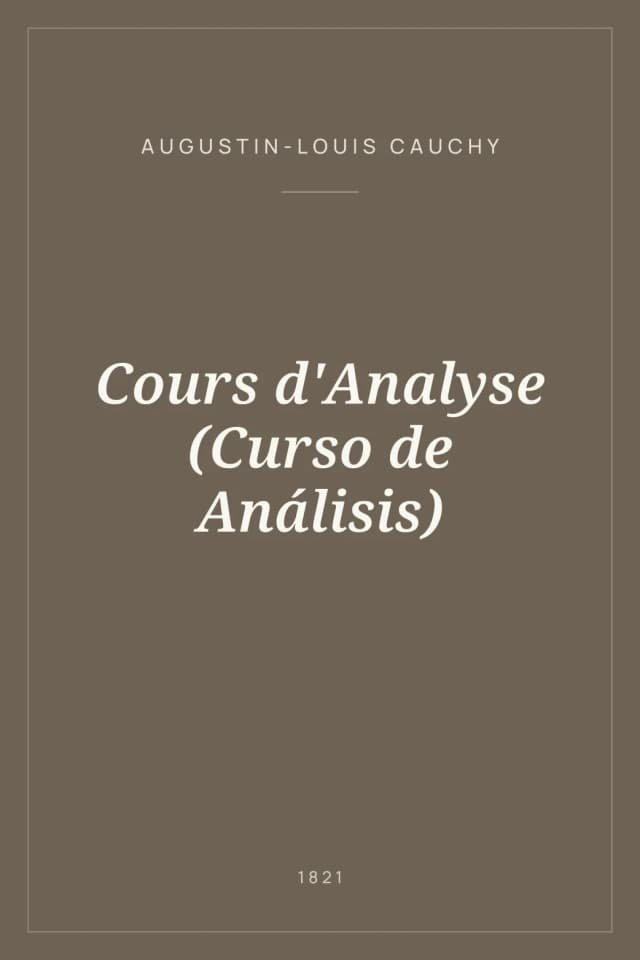 Portada de Cours d'Analyse (Curso de Análisis)