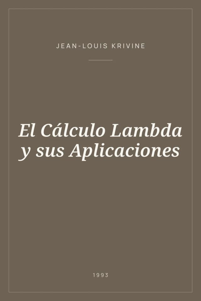 Portada de El Cálculo Lambda y sus Aplicaciones
