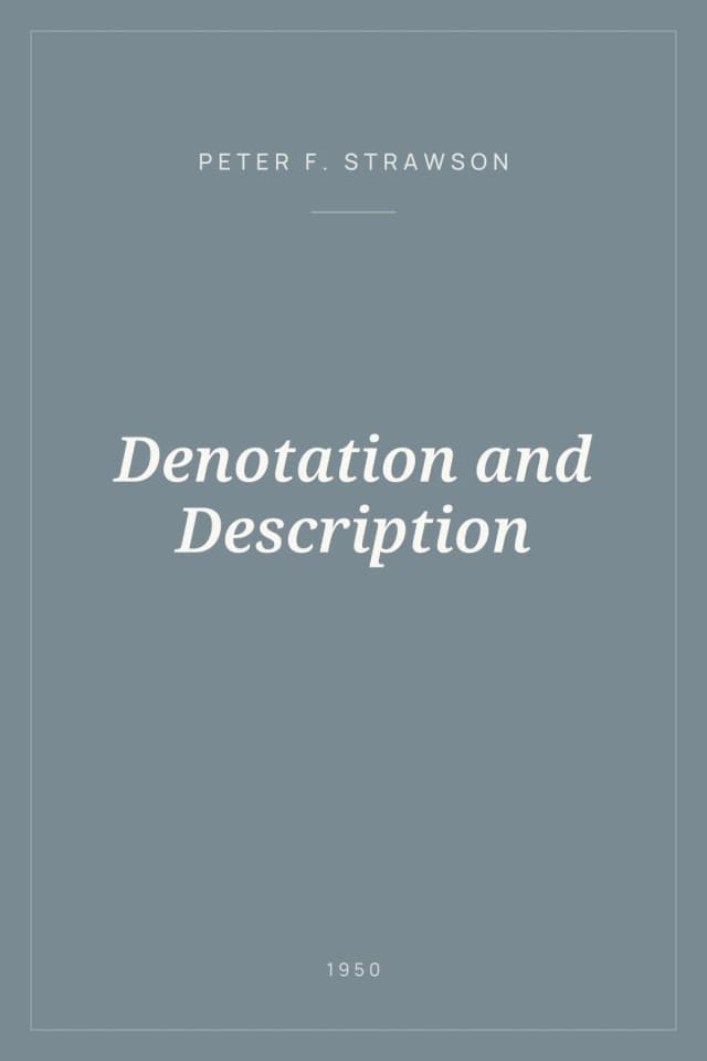 Portada de Denotation and Description