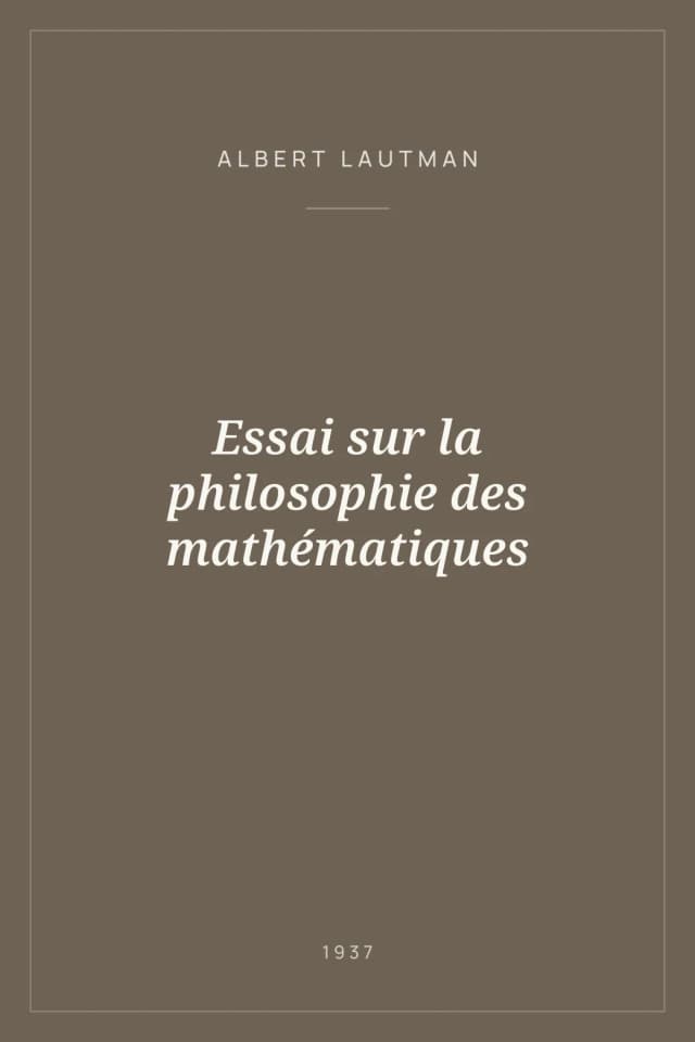 Portada de Essai sur la philosophie des mathématiques