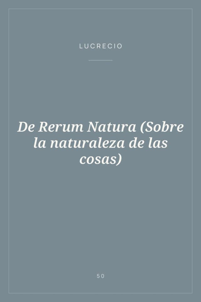 Portada de De Rerum Natura (Sobre la naturaleza de las cosas)