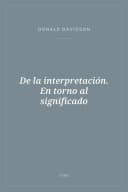 Portada de De la interpretación. En torno al significado