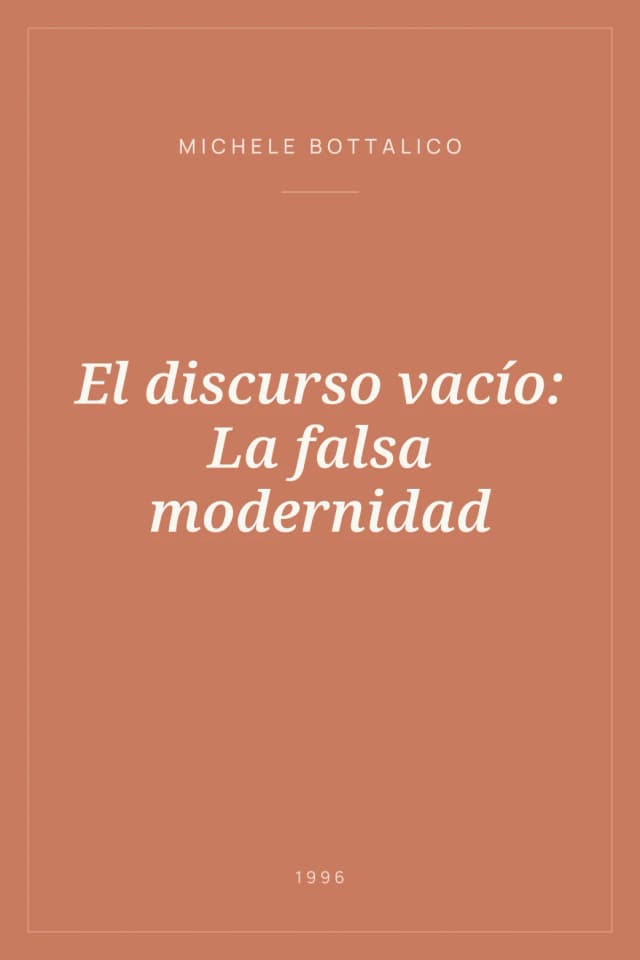 Portada de El discurso vacío: La falsa modernidad