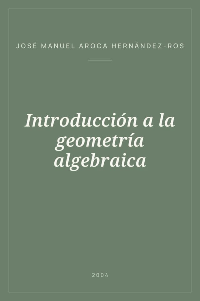 Portada de Introducción a la geometría algebraica
