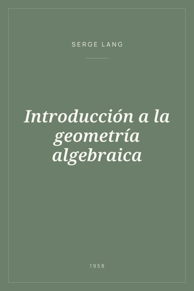 Portada de Introducción a la geometría algebraica