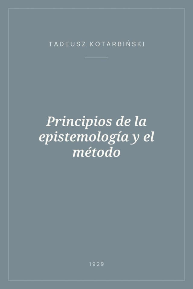 Portada de Principios de la epistemología y el método