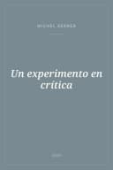 Portada de Un experimento en crítica