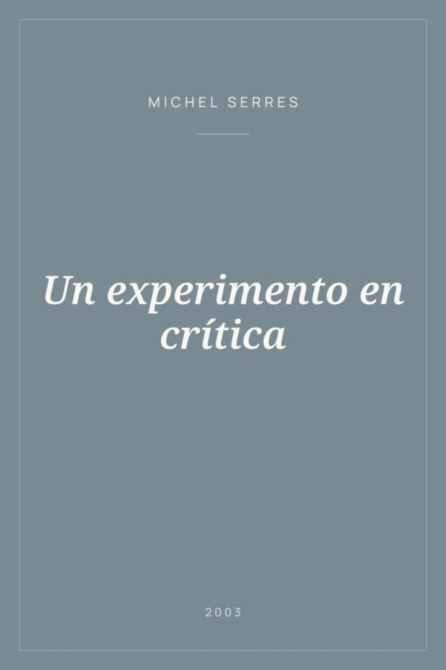 Portada de Un experimento en crítica