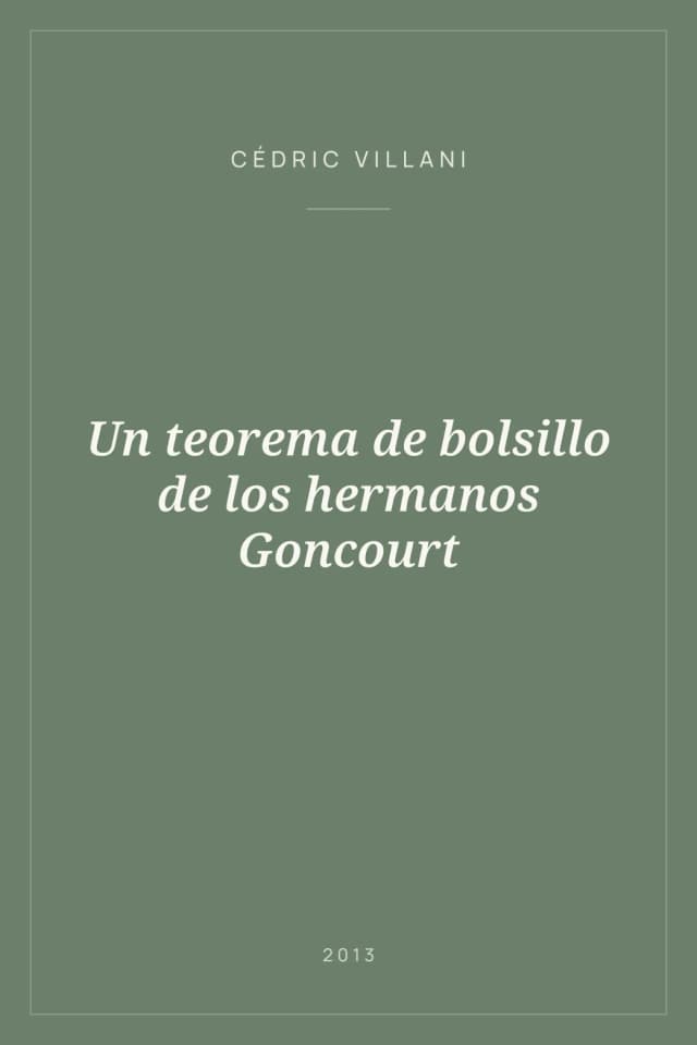 Portada de Un teorema de bolsillo de los hermanos Goncourt