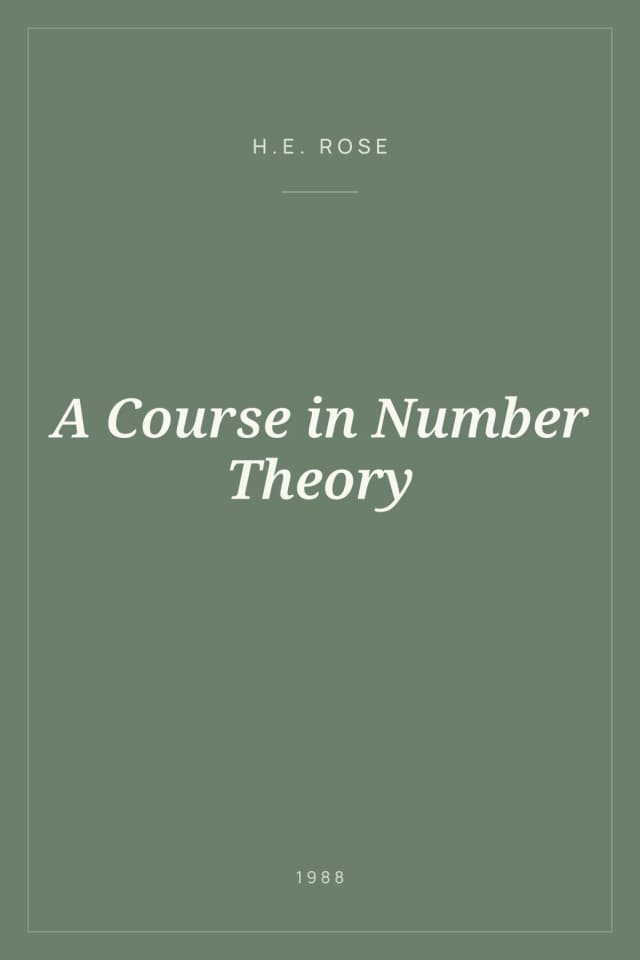 Portada de A Course in Number Theory
