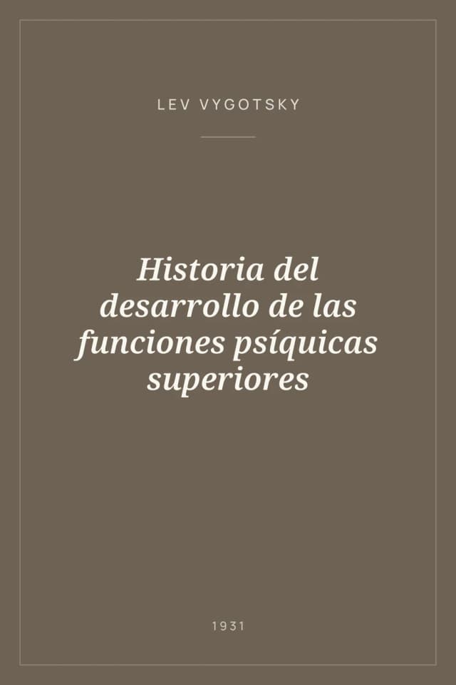 Portada de Historia del desarrollo de las funciones psíquicas superiores