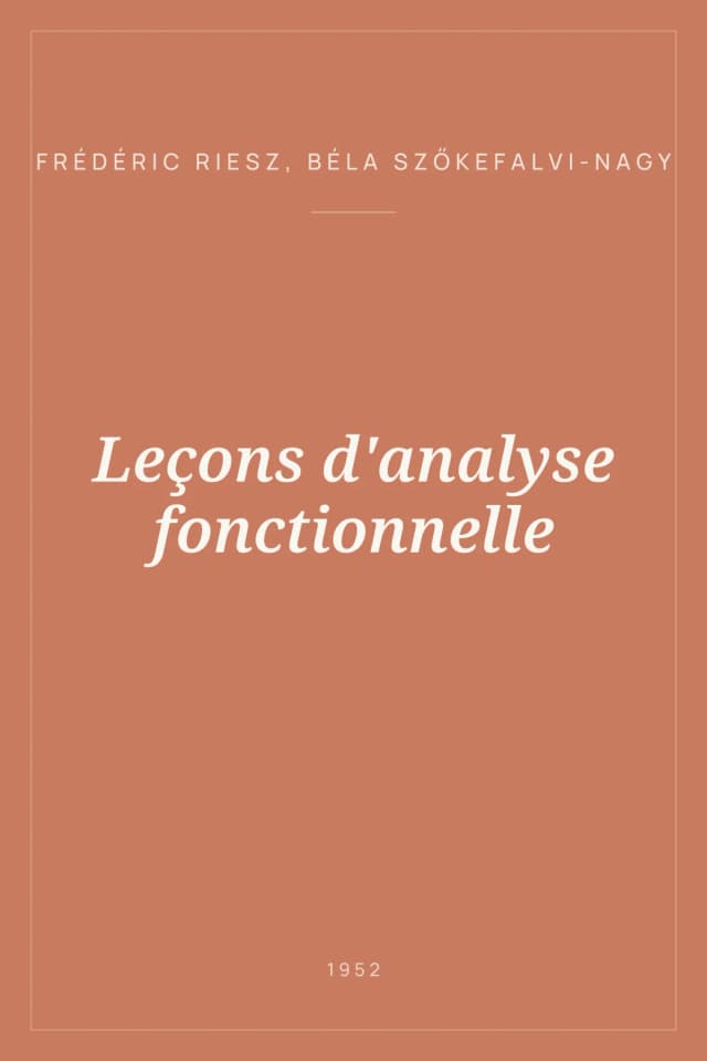 Portada de Leçons d'analyse fonctionnelle
