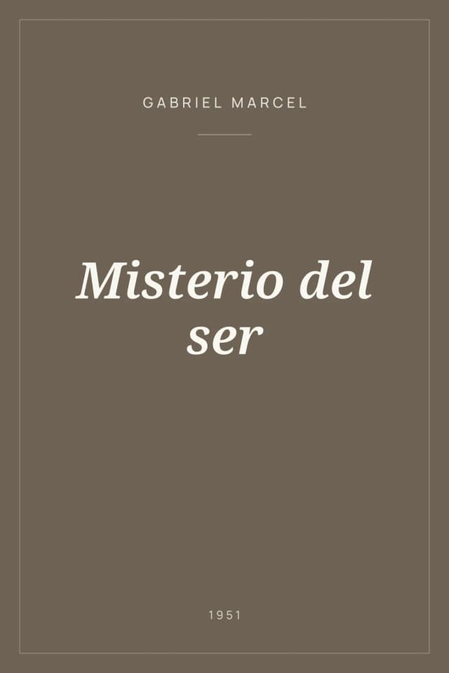 Portada de Misterio del ser