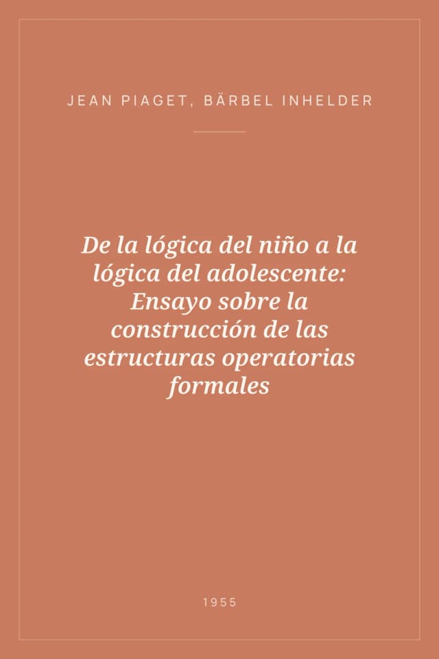 Portada de De la lógica del niño a la lógica del adolescente: Ensayo sobre la construcción de las estructuras operatorias formales