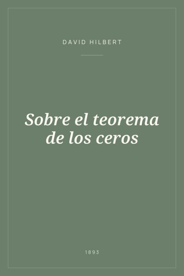 Portada de Sobre el teorema de los ceros