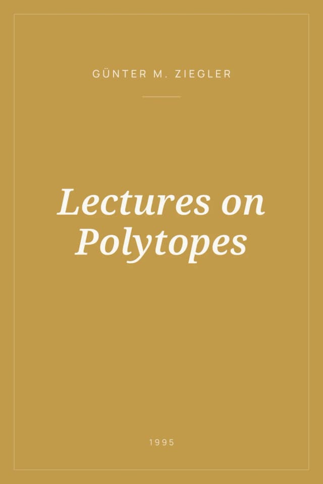 Portada de Lectures on Polytopes