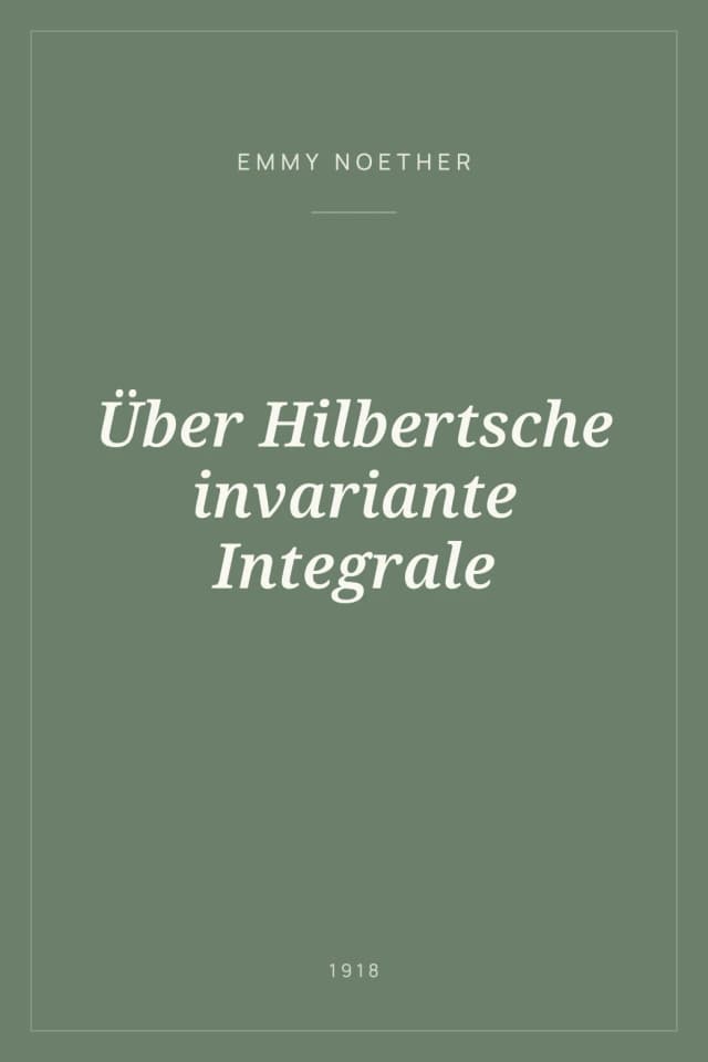 Portada de Über Hilbertsche invariante Integrale