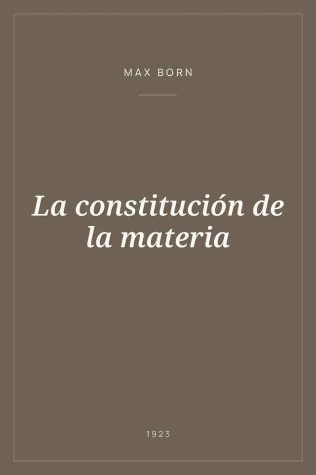 Portada de La constitución de la materia