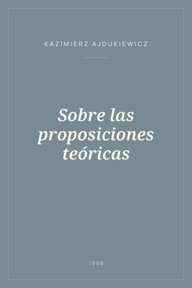 Portada de Sobre las proposiciones teóricas