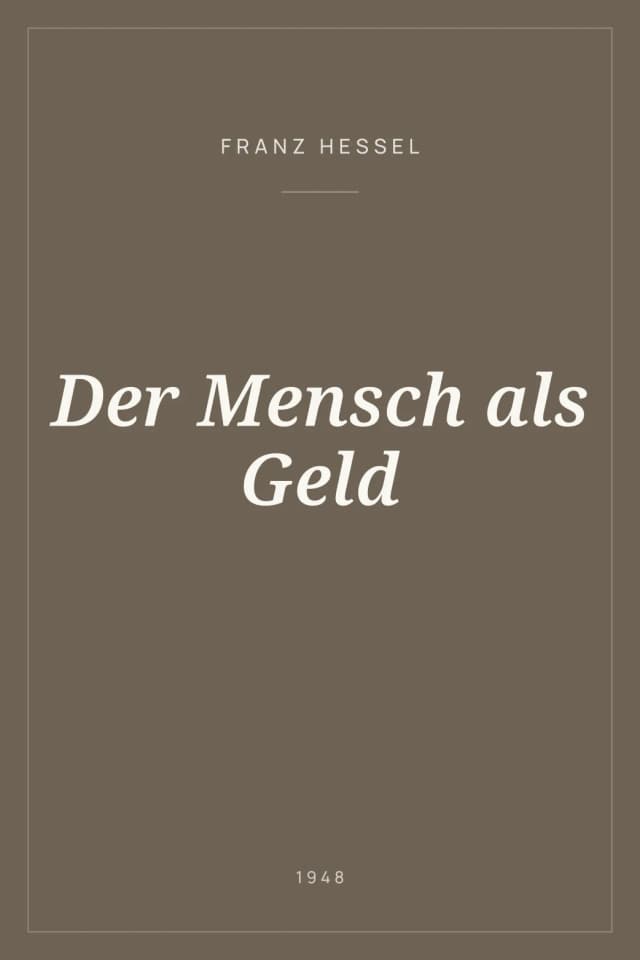 Portada de Der Mensch als Geld