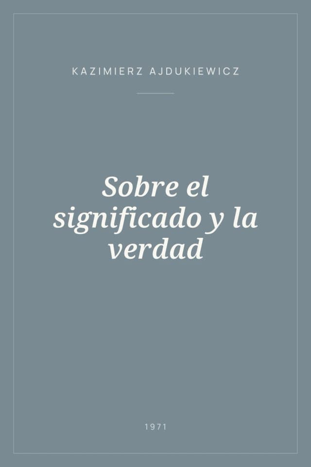 Portada de Sobre el significado y la verdad