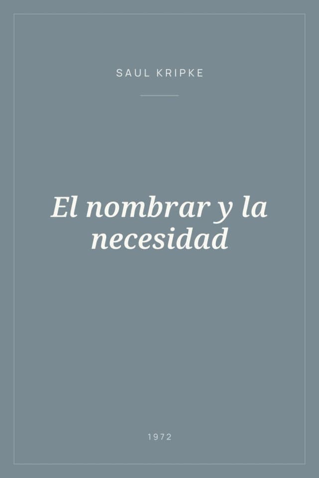 Portada de El nombrar y la necesidad