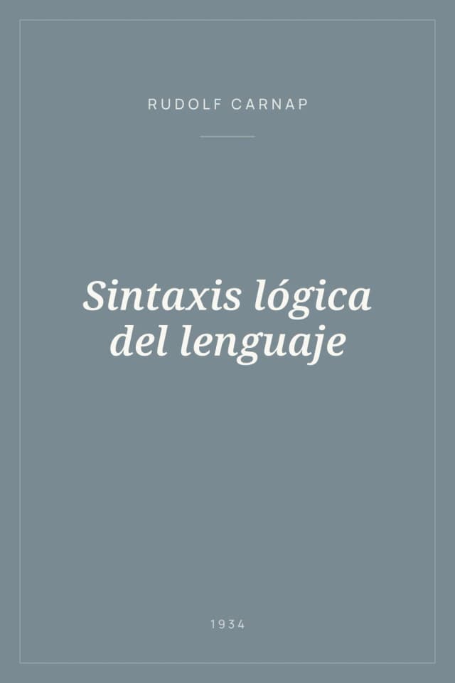 Portada de Sintaxis lógica del lenguaje