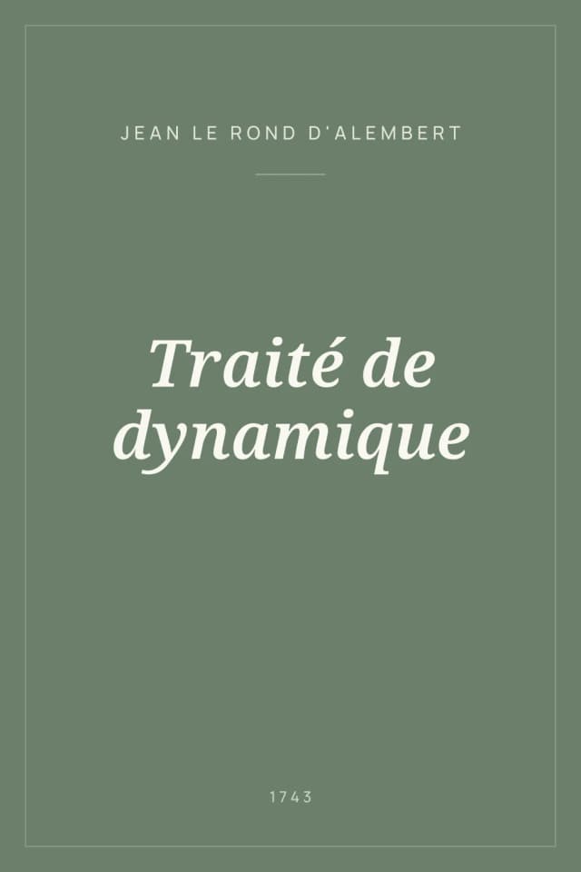 Portada de Traité de dynamique