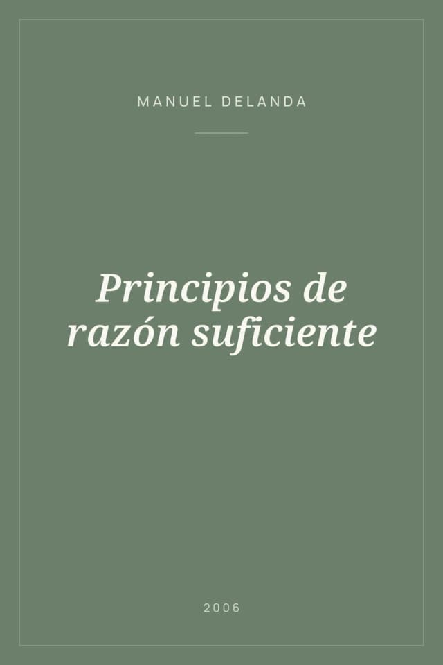 Portada de Principios de razón suficiente
