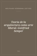 Portada de Teoría de la arquitectura como arte liberal. Gottfried Semper