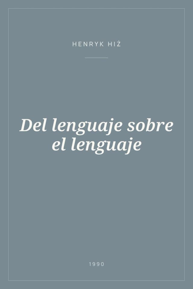 Portada de Del lenguaje sobre el lenguaje