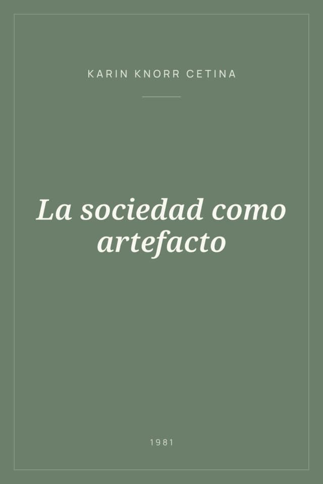 Portada de La sociedad como artefacto