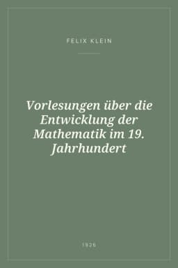 Portada de Vorlesungen über die Entwicklung der Mathematik im 19. Jahrhundert