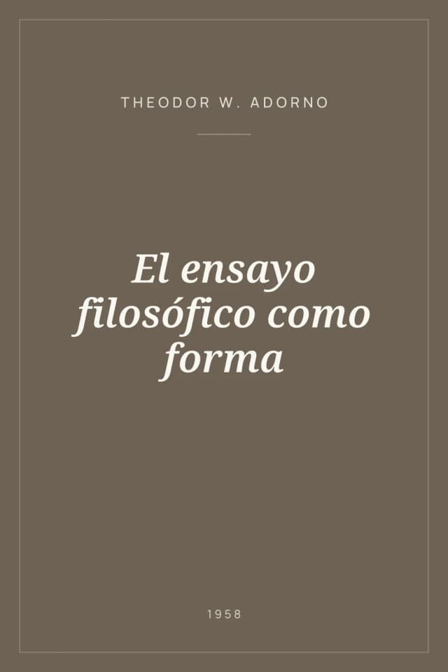 Portada de El ensayo filosófico como forma
