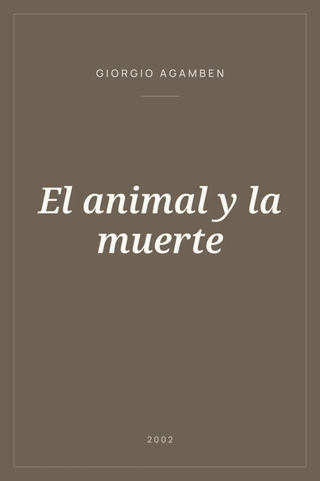 Portada de El animal y la muerte
