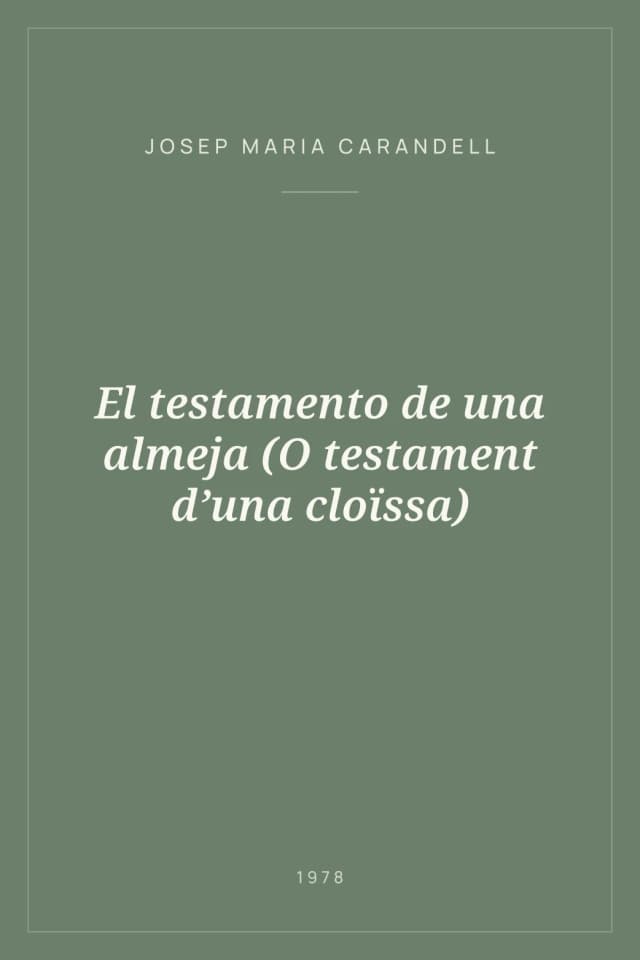 Portada de El testamento de una almeja (O testament d’una cloïssa)