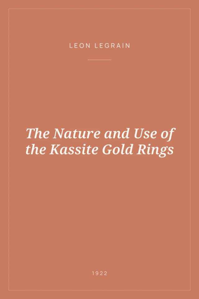 Portada de The Nature and Use of the Kassite Gold Rings