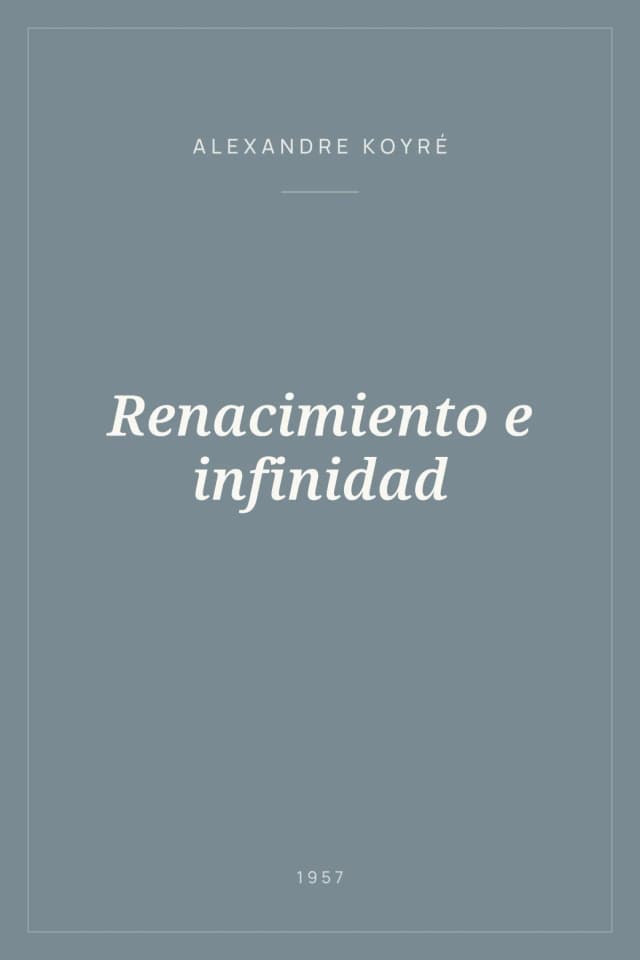 Portada de Renacimiento e infinidad