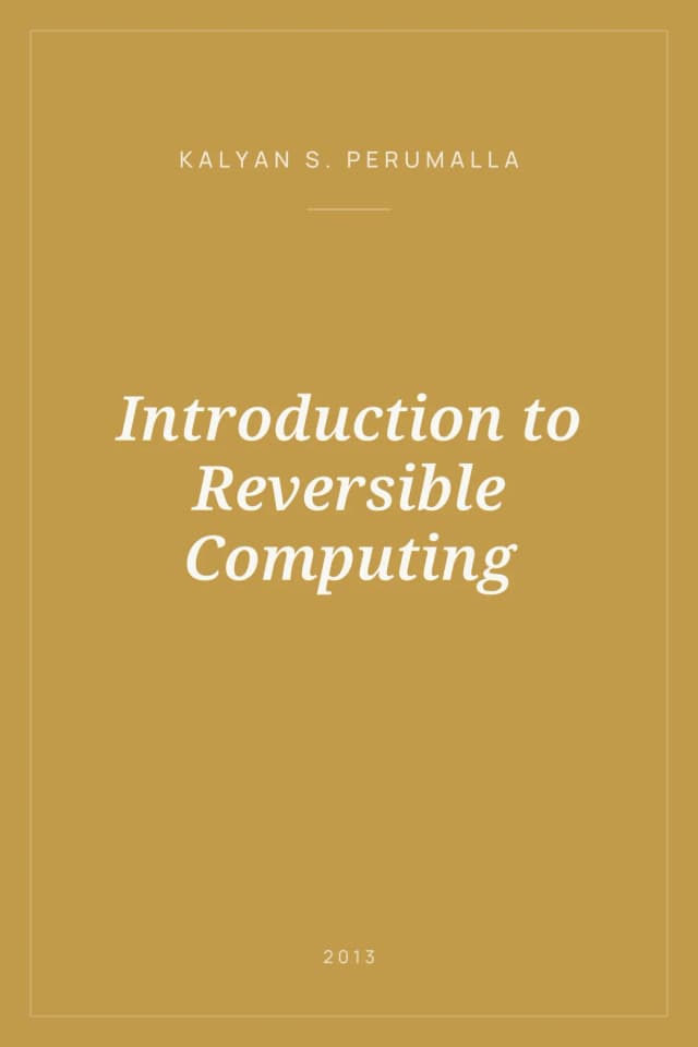 Portada de Introduction to Reversible Computing